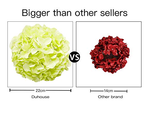 Duhouse Artificial Hydrangea Silk Flower Heads With Stem Fake Blue Hydrangea Bigger Flowers For Wedding Home Garden Centerpiece Pack Of 6 #TOP4