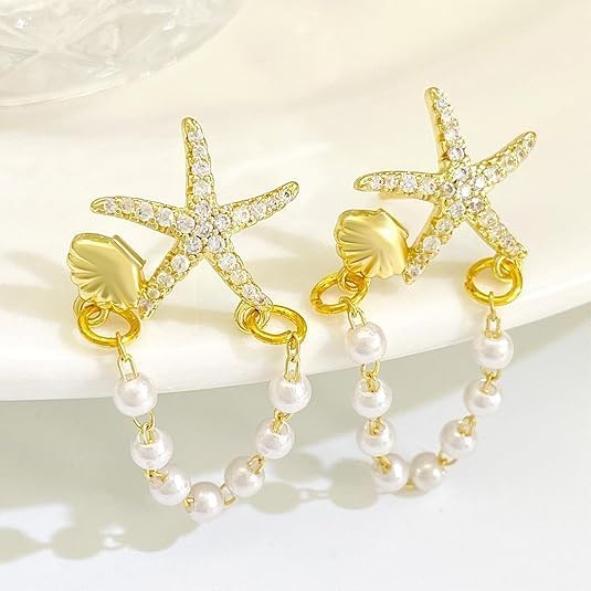 Starfish Earrings for Women Gold Dainty Beach Earrings Summer Outfit Accessories for Women Beach Jewelry Gifts - Image 4