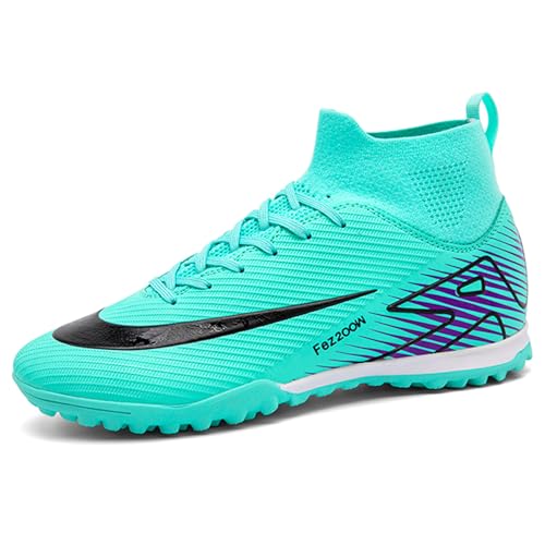 GOGOUP Zapatos de Fútbol Niño Cesped Artificial Calzado Profesional para Entrenamiento Aire Libre Zapatillas Deportivas Adolescentes Botas de Fútbol Turquesa 39 EU