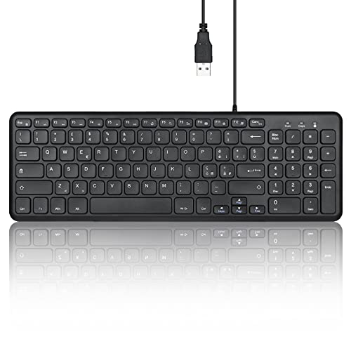 Perixx PERIBOARD-213B - Tastiera USB compatta cablata con tastierino numerico - Tasti silenziosi a basso profilo - Interruttori a forbice - Tasti multimediali - Layout italiano - Nero