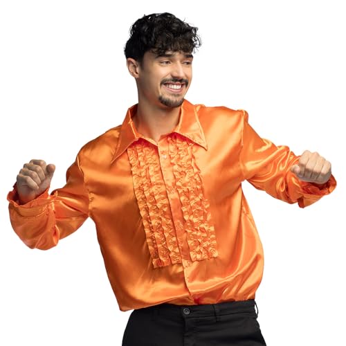 Boland - Camisa Disco con Volantes, Naranja, para Hombre,