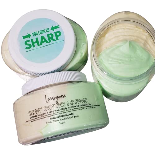 Product Image of the Sunbasil Soap Whipped Body Butter Refreshing Lemongrass Natural Lotion Hand Cream Mothers Day Gifts for Mom