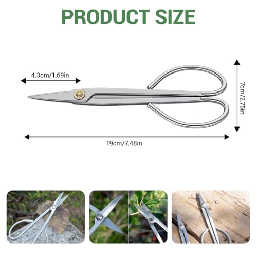 Image of HASTHIP 7.5'' Garden Snip Long-Handle Narrow Scissors, Manganese Steel Gardening Pruning Shears for Flowers, Herbs, and Plants