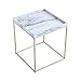 Tilly Lin Modern Accent Faux Marble Top End Table, Gold Legs Side Table, for Living Room, Bed Room, Black Metal Frame, Carrara