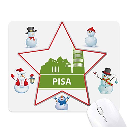 Tapis de souris Noël vert motif bonhomme de neige et famille étoile