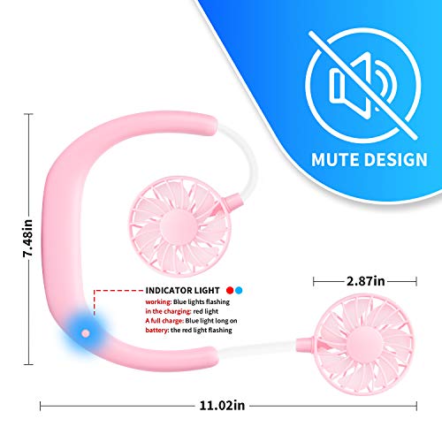 Portable Neck Fan Hand Free Personal Mini Fans USB Neck Hang Fan, 360 Degree Free Rotation Personal Cooling Fan Handheld Portable Fans,Wearable Neck Fan Suitable for Traveling,Sports, Office(Pink) Portable Neck Fan Hand Free Personal Mini Fans USB Neck Hang Fan, 360 Degree Free Rotation Personal Cooling Fan Handheld Portable Fans,Wearable Neck Fan Suitable for Traveling,Sports, Office(Pink)