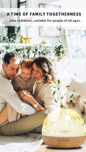 500ml Temgua essential oil diffuser with 1pure lavender oil, control remote 4 timer setting, auto shut-off, ultrasonic aromatherapy humidifier scented diffuser 2 mist time 7Colors change (Light wood) - Image 4