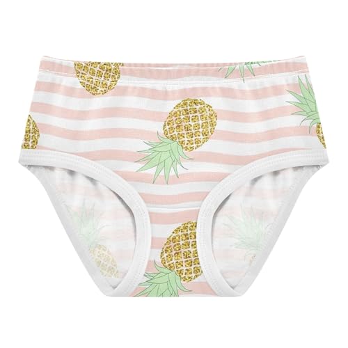 Glittery Golden Pineapples Pink White Toddlers Underwear Floral 2t Cotton Panties for Girl Funny Underpants Briefs