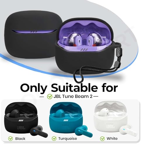 Image of Soft Silicone Case Cover Compatible with JBL Tune Beam 2 (Black)