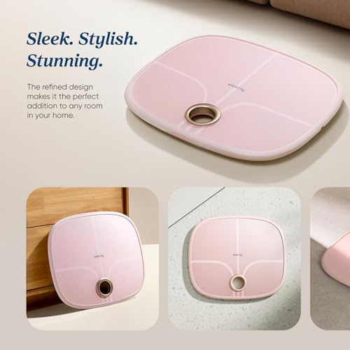Image of Etekcity Rechargeable Pink Smart Scale for Body Weight, BMI, Fat, Muscle Mass, Digital Bathroom Scale with 13 Metrics, Secret Mode, Bluetooth Connect to Free Apps, Cotton Candy Pink