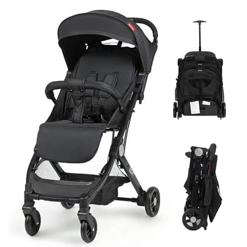 Baby Stroller for Toddlers from Birth to 3 Years,Foldable Pram Travel Pushchair with Adjustable Seat,7.2kg Buggy,5-Point Harness,Storage Basket, Adjustable Canopy,360-degree Front Wheels