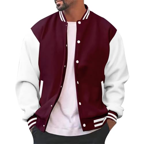 Varsity Jacket Men Lightweight Fashion Casual Baseball Jerseys Jacket Long Sleeve Cotton Letterman Bomber Jackets