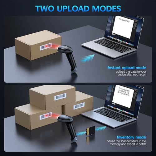 Image of TEEMI TMSL-55CR Bluetooth 1D /2D Barcode Scanner with USB Cradle | Tool-Free Battery Swap, BT 5.0, 328ft Range, iOS Android Windows Mac, 2600mAh Rechargeable