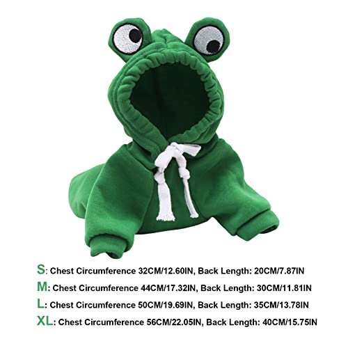 Stronrive Hunde Hoodie, Niedlicher Form Pullover, Hundekostüme Für Haustiere, Lustiger Halloween Kleiner Hundefrosch Kostü, Jacke Mantel, Warmer Polyester Winter Grün Hundekleidung (S//L/XL)