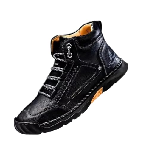 Image of 2026 Upgrade Mens Handmade Leather Boots, Waterproof Wide Toe Casual Footwear, Lightweight Breathable Outdoor Walking Shoes With Arch Support, Non Slip Durable Boots For Work Hiking Daily Use