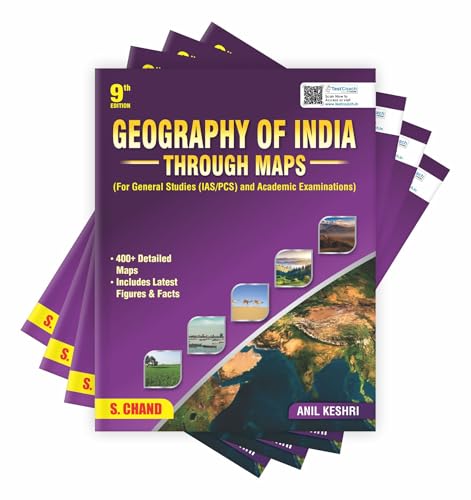 Image of Geography of India : Through Maps (English) | For General Studies Academic, UPSC IAS & State PCS Civil Services Exams 2025 (Prelims + Mains) | 400+ Maps | Figures & Facts | 9th Edition | S Chand Book
