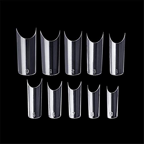 MISMXC 500 Pcs C Curve Shape Clear False Nails Half Acrylic Nail Tips Home DIY Nail Art 10 Sizes