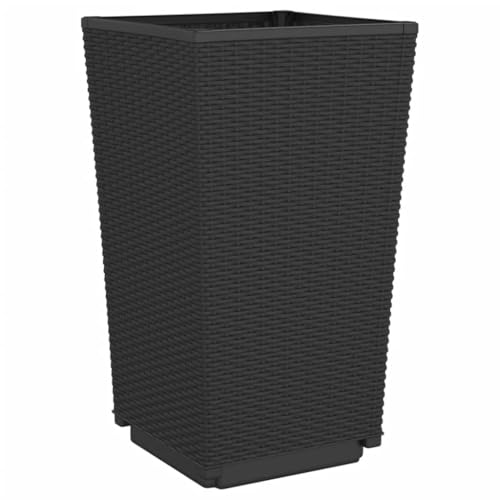 Jardinières au design aspect rotin élégant en polypropylène noir résistant de 57 cm - 8