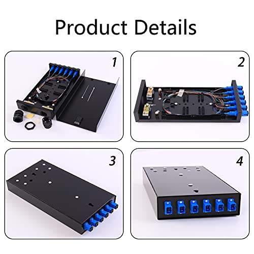 Image of SC SM 6Port Box +Cables Wall Mount Fiber Enclosure with Splicing Module and Loaded 6 Port SC-UPC Singlemode LGX Panel