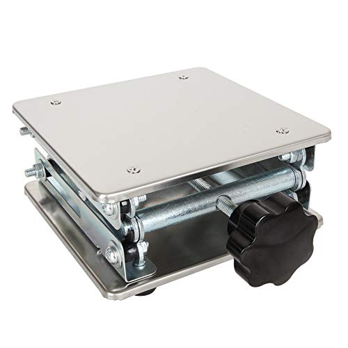 Ziqi 6''X 6'' Stainless Steel Lab Jack Scissor Stand Platform, Lift Table Lab Stand, Scientific Scissor Lifting Jack Platform, Expandable Lift Height - 55Lb Load Capacity #TOP5