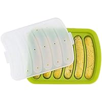 Aeyistry Silicone Sausage Mold, 6 Cavities Ice Cube Tray Moulds for DIY Burger Hot Dog(Green)