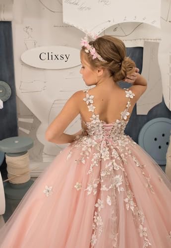 Clixsy Flower Girl Dress Tulle Appliques - Princess Pageant Dress Girls Birthday Party Ball Gown3