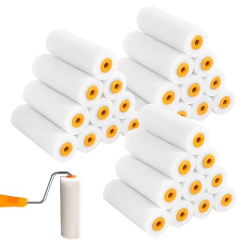 30 Pièces Rouleaux à Peinture, Petit Rouleau de 4 Pouces, Rouleau En Mousse Haute Densité, pour La Peinture de Meubles et Les Projets de Rénovation...