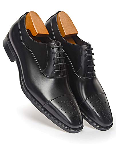 Latest Model Men Dress Shoes Formal Oxford Office Genuine Leather Shoes (12 Black