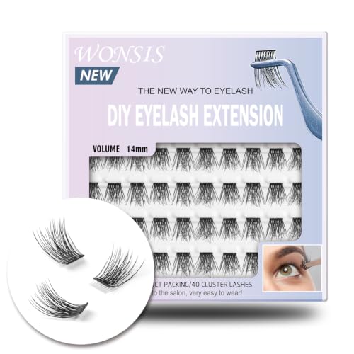 Lash Clusters, DIY Eyelash Extension, Reusable Volume Individual Lashes, Wispy Artificial Natural Look for Cluster Lashes, C Curl Lashes Pack (Volume-14mm)