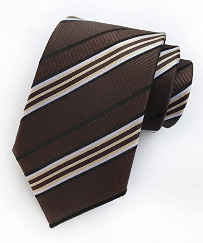 Image of Elfeves Men's Modern Striped Patterned Formal Ties College Daily Woven Neckties