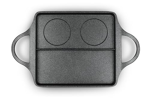 RISOLI' | EXPLORA, BBBurger Piastra Antiaderente 40x25 cm, Griglia Multifunzione, Ideale per Burger o English Breakfast, in Alluminio Fuso Riciclato, Made in Italy