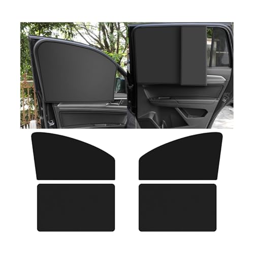 HAMOJUF 4PCS Car Window Sun Shades, Magnetic Vehicle Privacy Side Sunshades Blackout Curtains, Automotive Interior Window Covers Accessories for Napping Camping, Universal for Most Vehicles