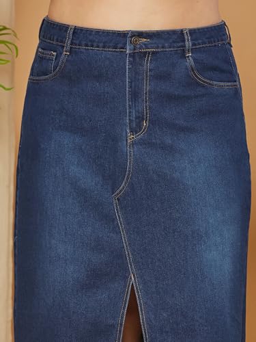 Image of Miss Chase A+ Women's Regular High Rise Above Knee Stretchable Denim Shorts & Skirts