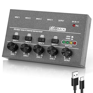 🎹【Ultra-compact 4-channel】This mixer can mix 4 line signal sources into 1 channel to connect headphones or speakers for listening. Suitable for most electronic instruments and other devices such as microphones, guitars, basses, keyboards, phones and ...