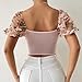 Swbreety Puffy Sleeve Tops for Women Sexy See Through Bustier Tops Embroidered Butterfly Corset Top