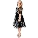 Produktbild Maya Deluxe Girl's Midi Dress Floral Sequins Embellished Short Sleeve Puff Tulle Tutu Party Bridesmaids Wedding with Belt Bow, Black, 3-4 Years