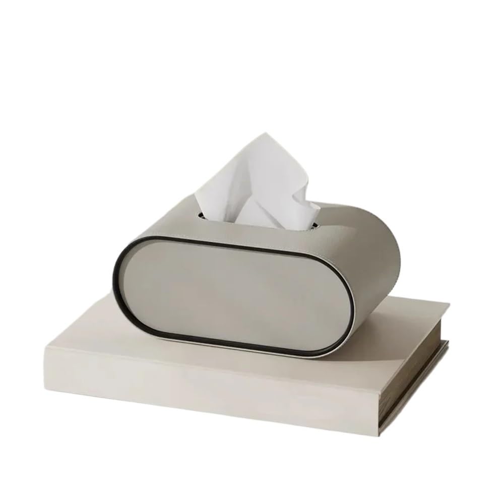 For Bedroom Desktop Napkin Storage Box Organization Light Luxury Paper High-end Living Room Creative Oval Leather Tissue