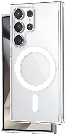 Teknoft Samsung Galaxy S24 Ultra için MagSafe ile Uyumlu Şok Emici Silikon Kenar Sararma Önleyici Arkası Sert Parmak İzi Tutmayan Darbeye Dayanıklı Manyetik Şeffaf Kılıf - Görsel 2