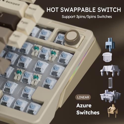 Image of iLovBee B75 Wireless Mechanical Keyboard, 75% Percent Gaming Keyboard w /Bluetooth /2.4GHz /USB Wired, Creamy Hot Swappable Keyboards with Knob, Gasket Mounted PBT keycaps, Pre-Lubed Linear Switches