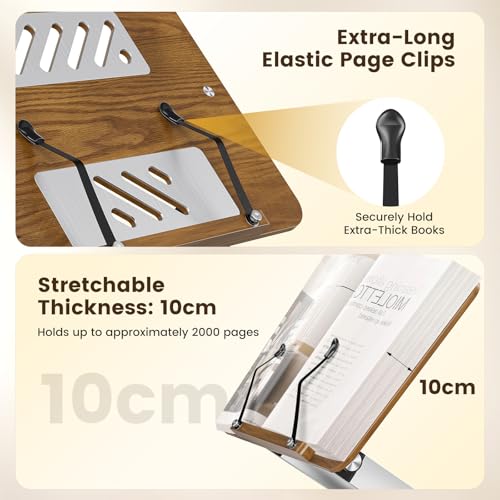 Miniatura 3 de Hiuyrfs Soporte De Madera Ajustable Para Libros De Lectura, Soporte Flexible Y Plegable De 180 Para Libros De Cocina Con Clip De Página, Soporte Para Exhibición De Recetas Book Stand Holder