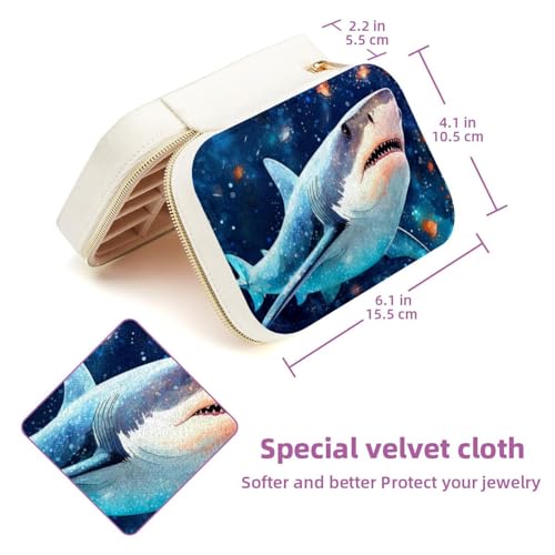 Boîte à bijoux requin étoilé avec grands compartiments pour protéger les colliers - 6