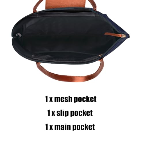 Bolso Tote Plegable de Nylon para Mujer Azul Oscuro miniatura 5