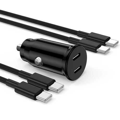 USB-C Car Charger - Fast Charging, Dual iPhone USB-C Adapter with Type-C to C Cable for Apple iPhone 16 Pro Max/16/15 Pro/15 Plus/15/iPad/Samsung Galaxy