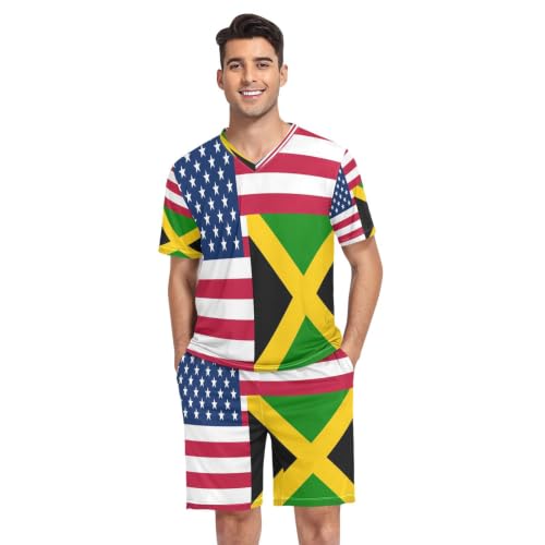 Camisa de dormir de manga corta transpirable y ligera para hombre con bandera de Jamaica