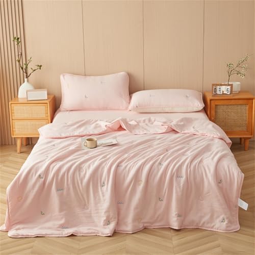 Highdi Edredon Verano, Suave Reversible Multiusos Colcha, Edredones Ligera Microfibra, Arcoíris Imprimir Edredón Acolchado Individual/Doble/Extra Grande, para Estaciones (Rosa,180x220cm)