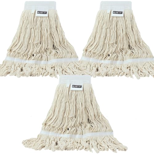 Image of Heavy Duty Wet Industrial Cleaning Mop Head - Mop Head Replacement Perfect Cotton Washable Mop Head Replacement for Commercial & Home Cleaning(White)