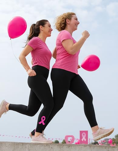 Tstars Warrior Breast Cancer Awareness Leggings Womens Workout Yoga Pants Pink Ribbon Legging Tights for Women2