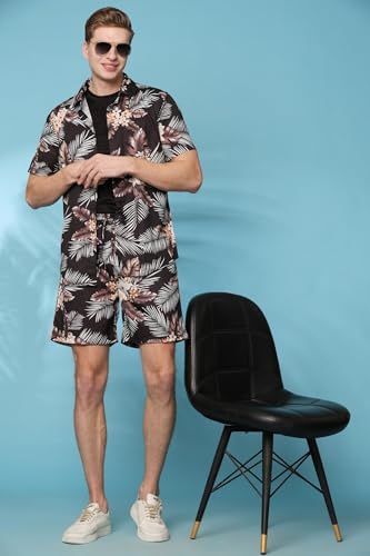 Image of Mens Printed Casual Shirts and Shorts Set Button Down Co-ord Set