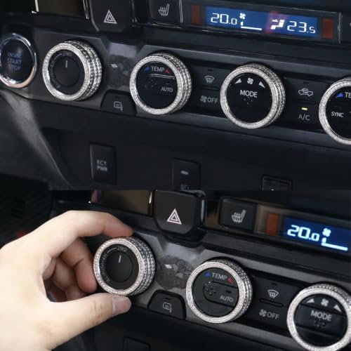 Image of Aluminum Alloy AC Knob Covers Kit for Toyota Tacoma 2016-2023 (4pcs Bling) - HVAC Control Button Covers, Metal Air Conditioner Dial Covers, Durable Interior Upgrade Accessories