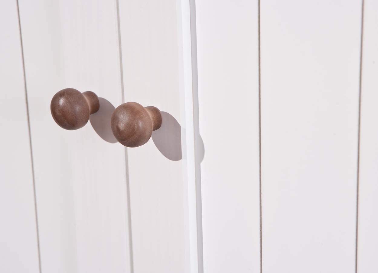 Inter Link - Vitrinenschrank - Küchenschrank - Geschirrschrank - Esszimmerschrank – Vitrine - Landhausstil - Kiefer Massivholz – 5 Türen – 3 Schubladen – Westerland 6.2 – Weiß/Sepia lackiert